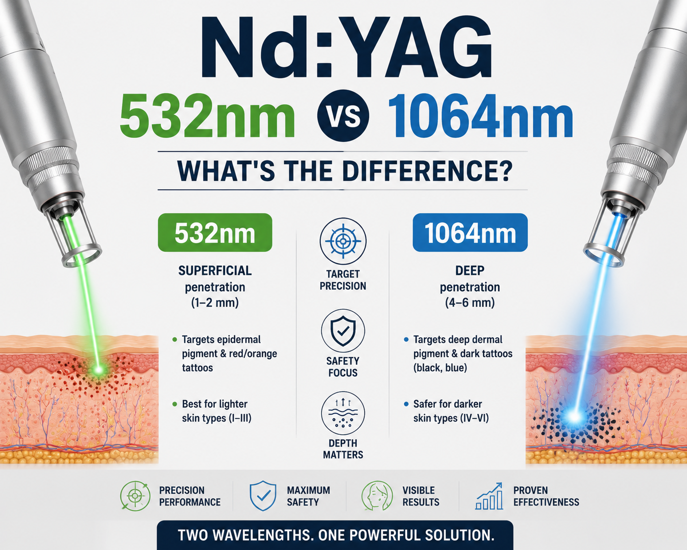 Nd:YAG 532nm در مقابل 1064nm: تفاوت چیست؟